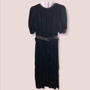 Vintage Goth Black Velvet Dress Size 16